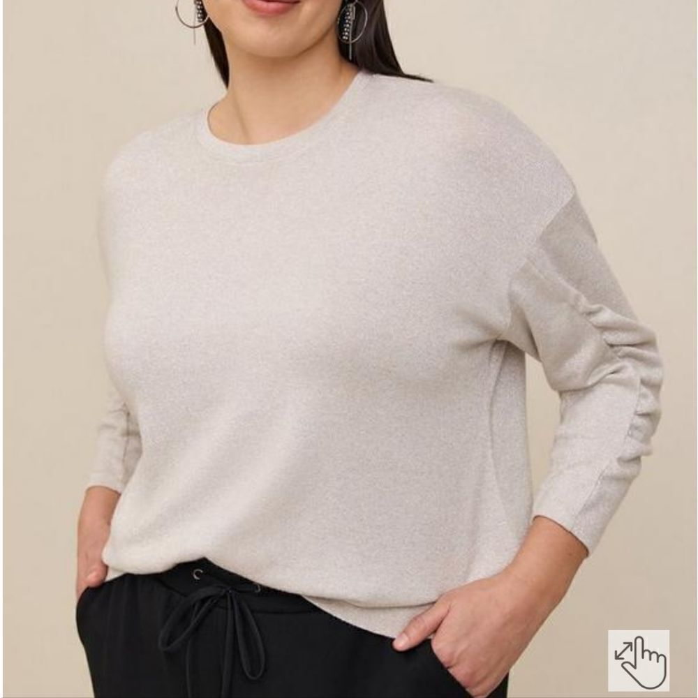 Torrid 5 Sparkle Knit Drop Shoulder Shirred Sleeve Top